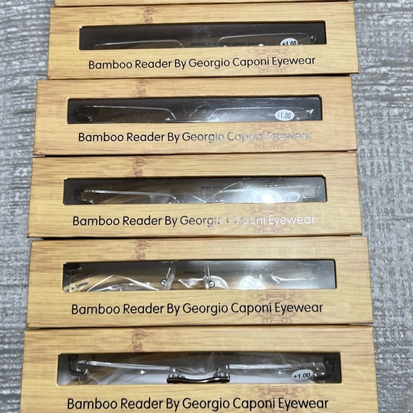 BRAND NEW Bamboo Rimless Reader Glasses by Georgio Caponi - +1.0 w/Bamboo Case - Picture 4 of 9